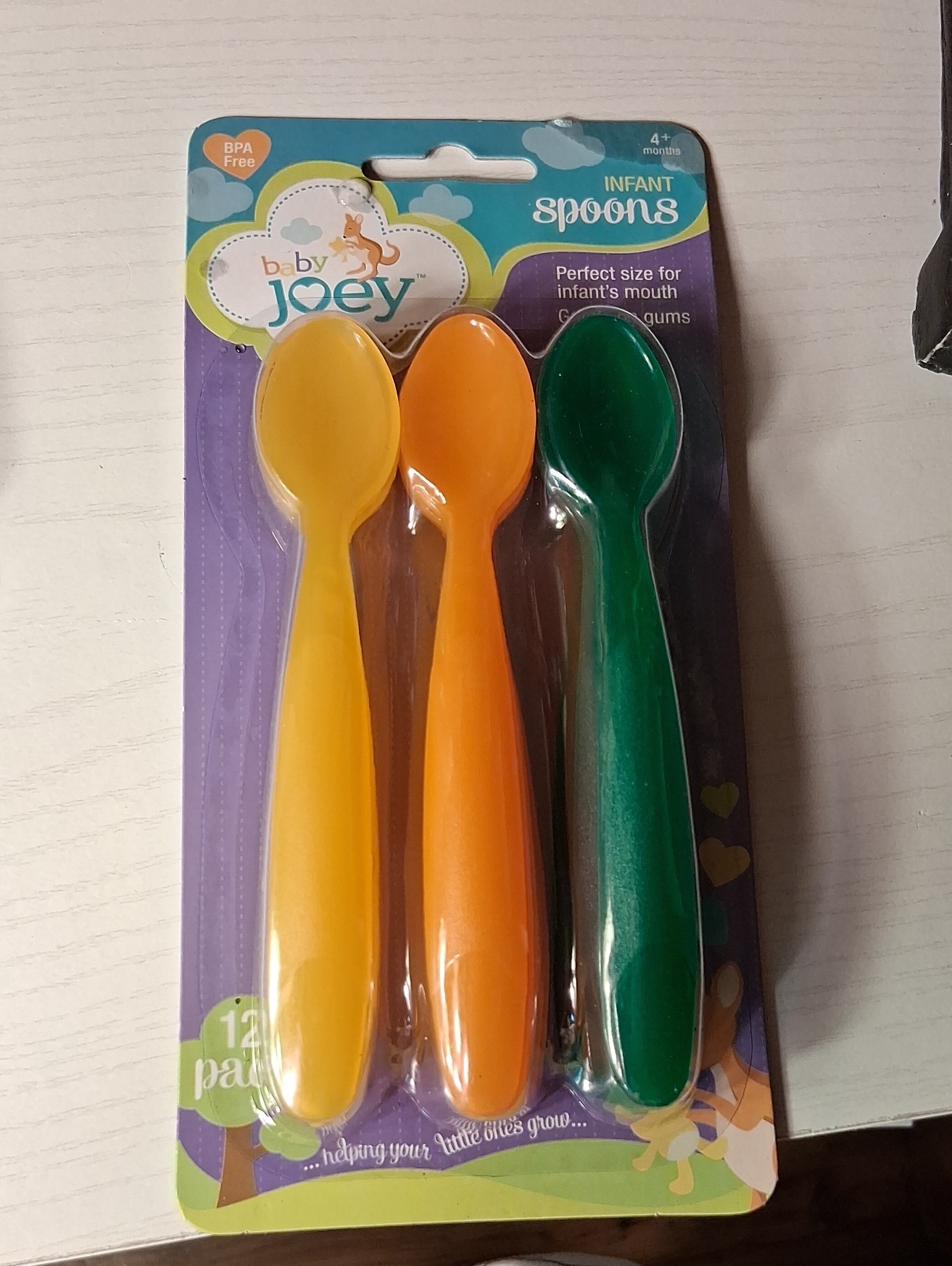 Baby Joey Infant Spoons - Yellow, Orange, Green (12-Pack)